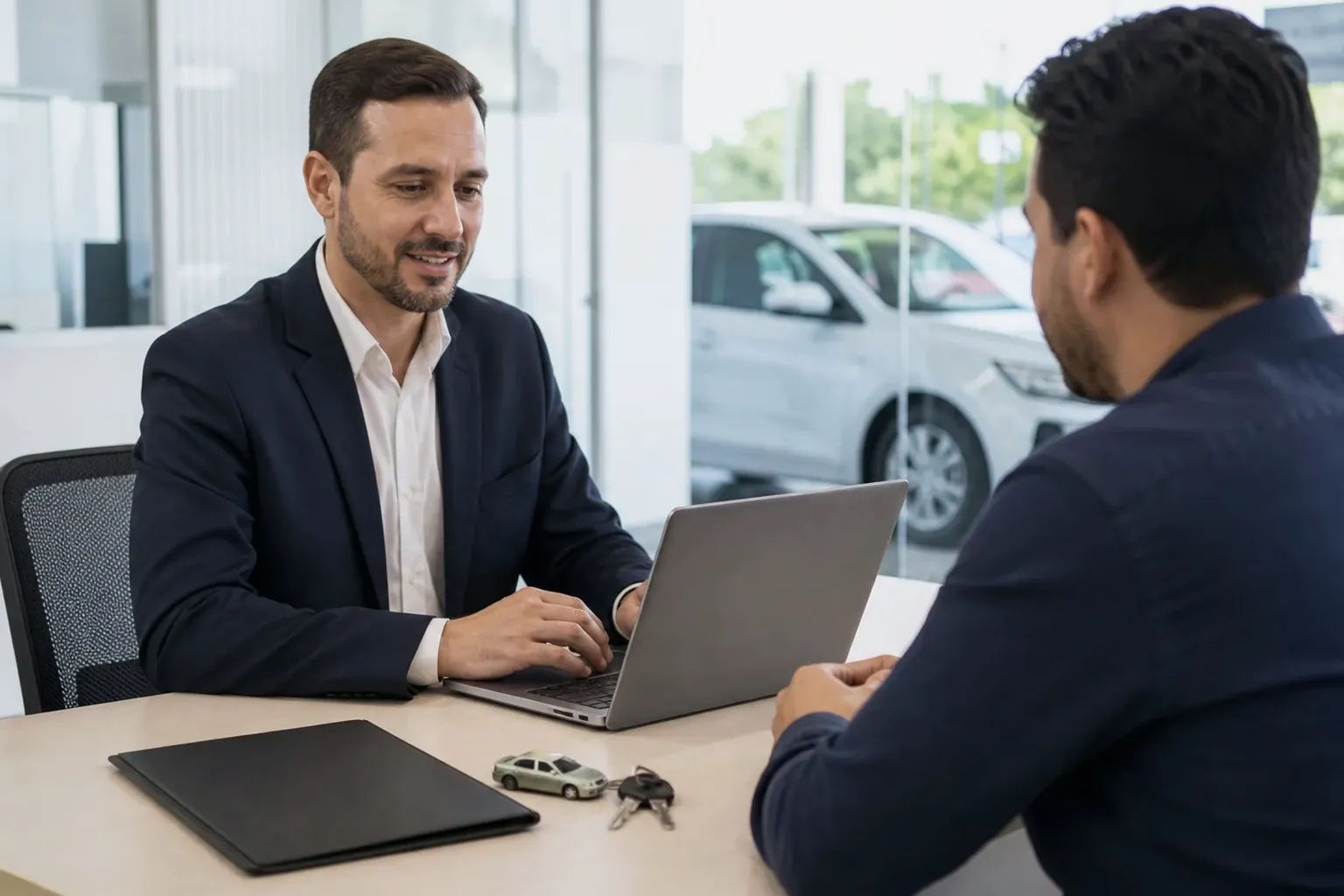 Profissional realizando o licenciamento de veículo.